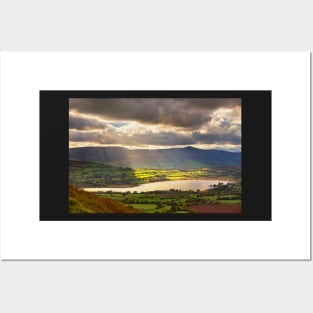 Llangorse Lake from Mynydd Llangorse, Brecon Beacons Posters and Art